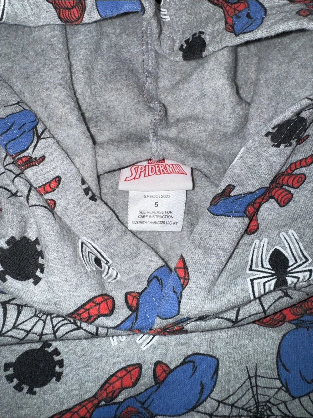 Kids Marvel Grey Spider-Man Hoodie - Character Print size 5